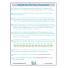 Instructional sheet for a Scissor Skills Packet with text and branding on a white background